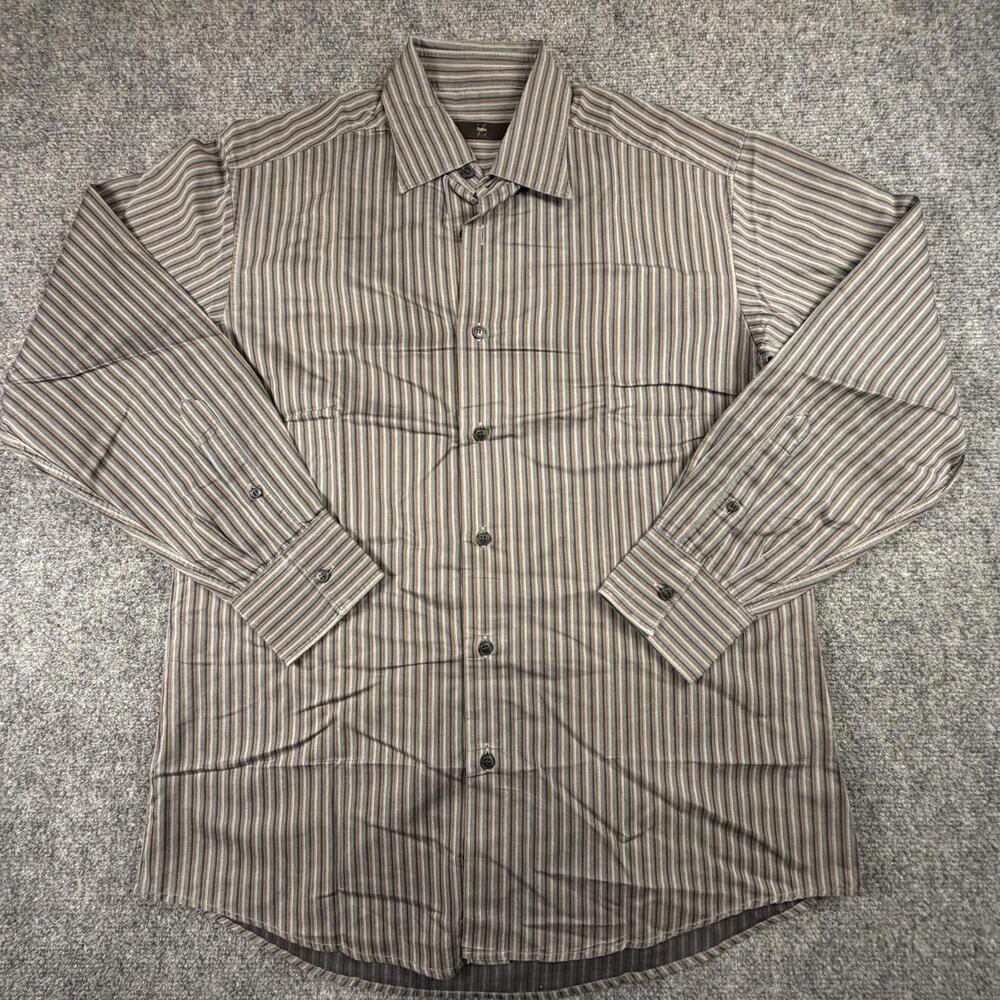 Zegna‎ Men's Dress Shirt Striped Cotton Size L #1118